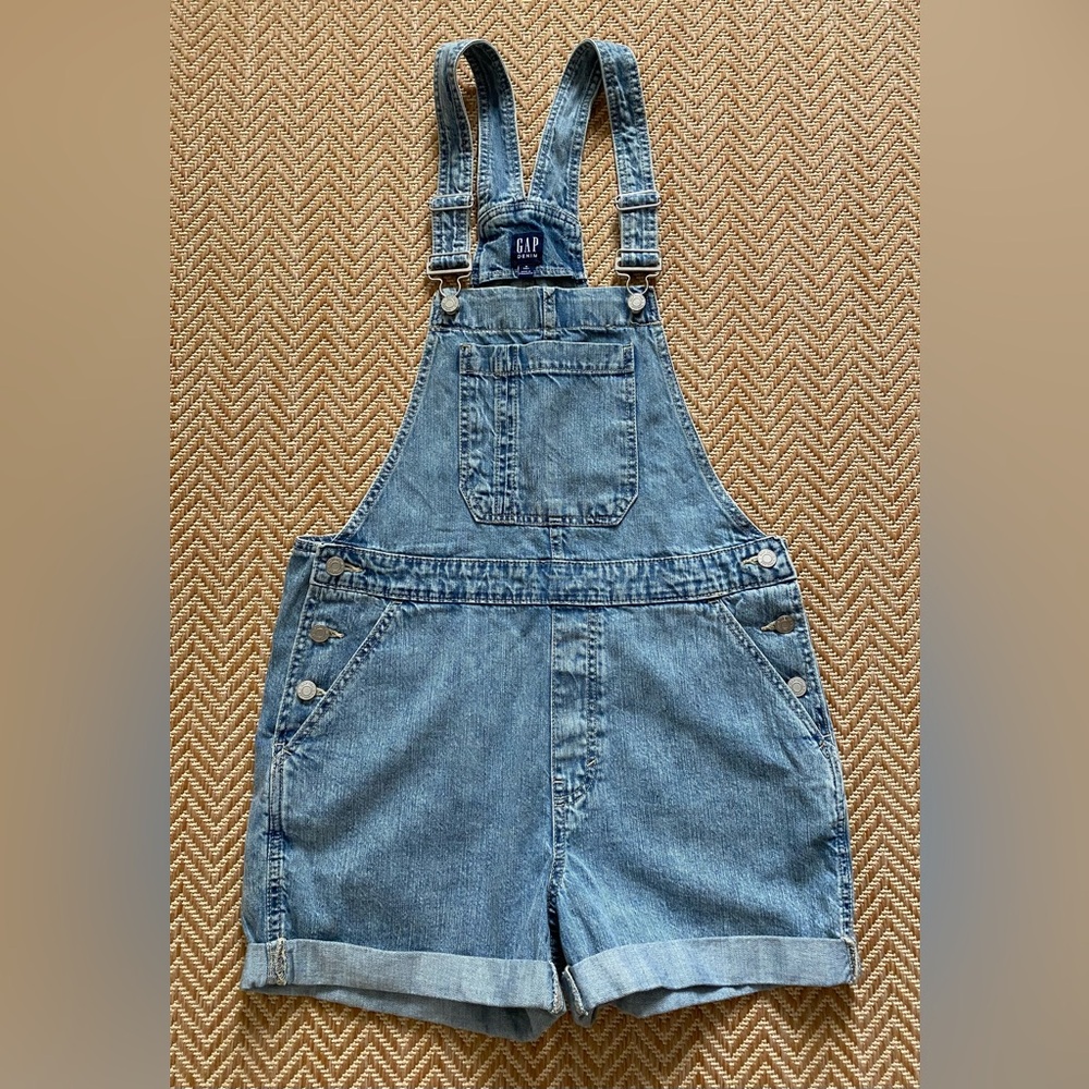 NWOT Gap Denim Shortalls Light indigo Size Medium Tall